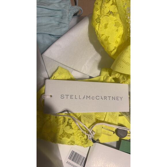 STELLA MCCARTNEY Neon stretch-lace triangle bra Bright yellow L - Picture 4 of 9